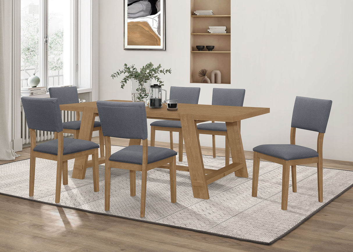 Sharon Rectangular Trestle Base Dining Table Set Blue And Brown