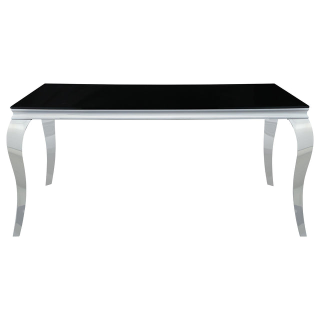 Carone Rectangular Dining Table Chrome and Black image