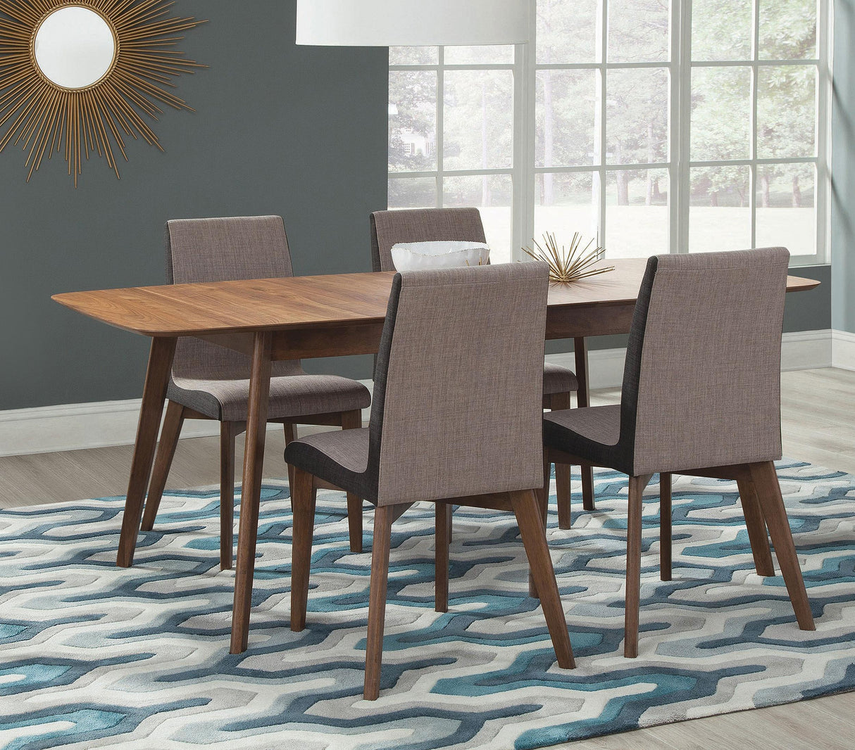 Redbridge 5-piece Dining Room Set Natural Walnut and Grey image