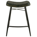 Bayu Leather Upholstered Saddle Seat Backless Counter Height Stool (Set Of 2)