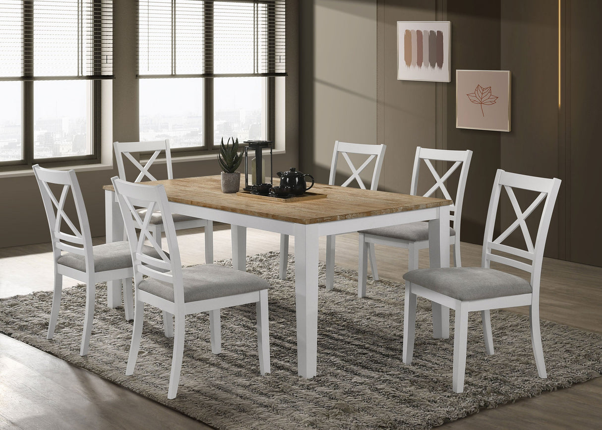 Hollis Rectangular Dining Table Set Brown And White