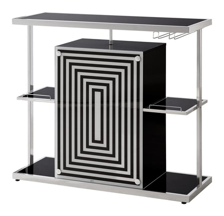 Zinnia 2-tier Bar Unit Glossy Black and White image