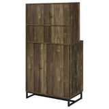 Mendoza 2-Door Wine Cabinet Rustic Oak Herringbone And Gunmetal