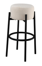 Leonard Upholstered Backless Round Stools White and Black (Set of 2) image