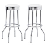 Theodore Upholstered Top Bar Stools White and Chrome (Set of 2) image