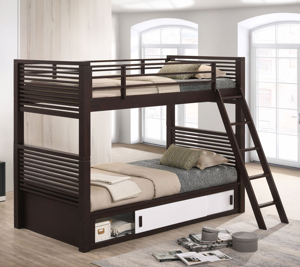 Oliver Twin Over Twin Bunk Bed Java image