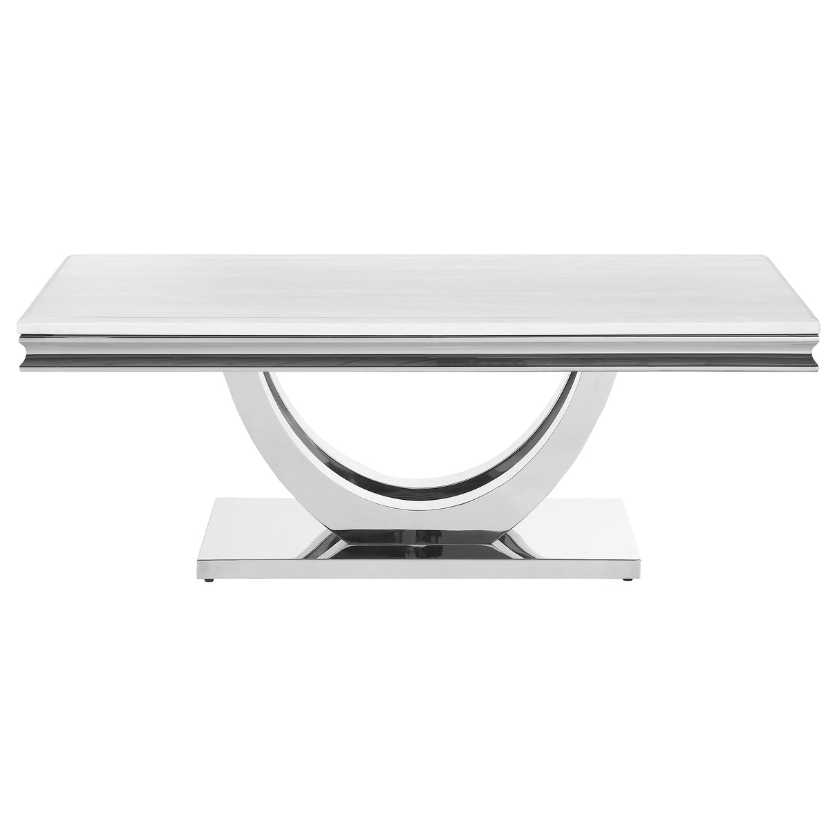 Kerwin U-Base Rectangle Coffee Table White And Chrome