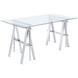 Statham Glass Top Adjustable Writing Desk Clear and Chrome image