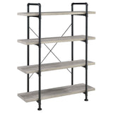 Delray 4-tier Open Shelving Bookcase Grey Driftwood and Black image