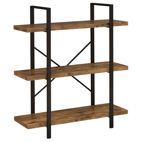 Cole 3-Shelf Bookcase Antique Nutmeg and Black image