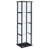 Cyclamen 4-shelf Glass Curio Cabinet Black and Clear image