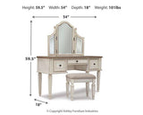 Realyn Vanity and Mirror with Stool