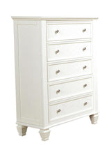 Sandy Beach 5-Drawer Rectangular Chest Cream White