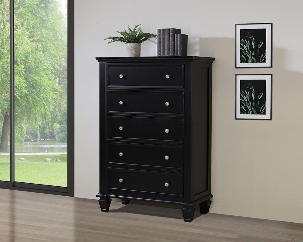 Sandy Beach 5-Drawer Chest Black