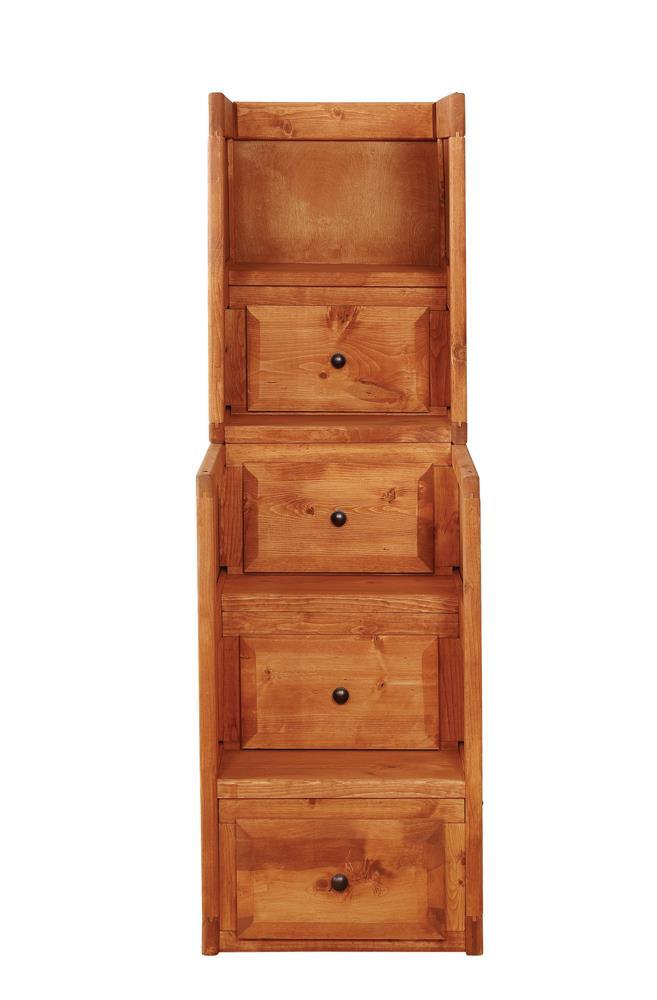 Wrangle Hill 4-Drawer Stairway Chest Amber Wash