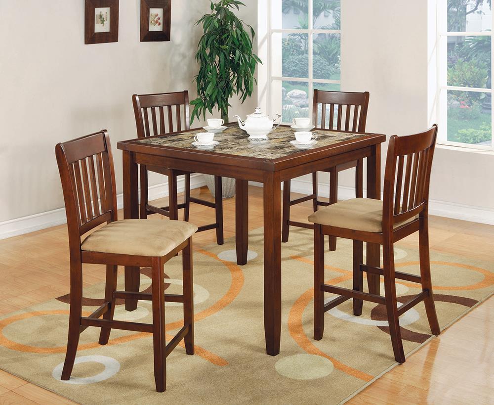 Jardin 5-Piece Counter Height Dining Set Red Brown And Tan