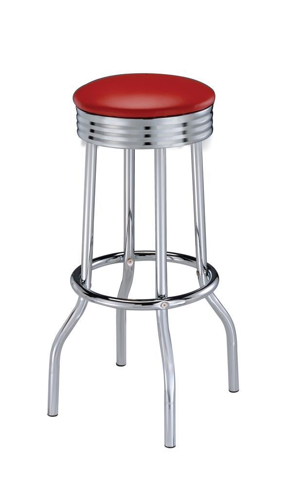 Theodore Upholstered Top Bar Stools Red And Chrome (Set Of 2)