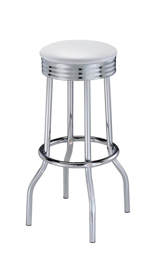 Theodore Upholstered Top Bar Stools White And Chrome (Set Of 2)