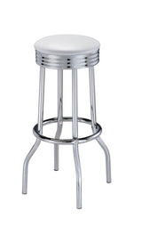 Theodore Upholstered Top Bar Stools White And Chrome (Set Of 2)