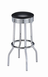 Theodore Upholstered Top Bar Stools Black And Chrome (Set Of 2)