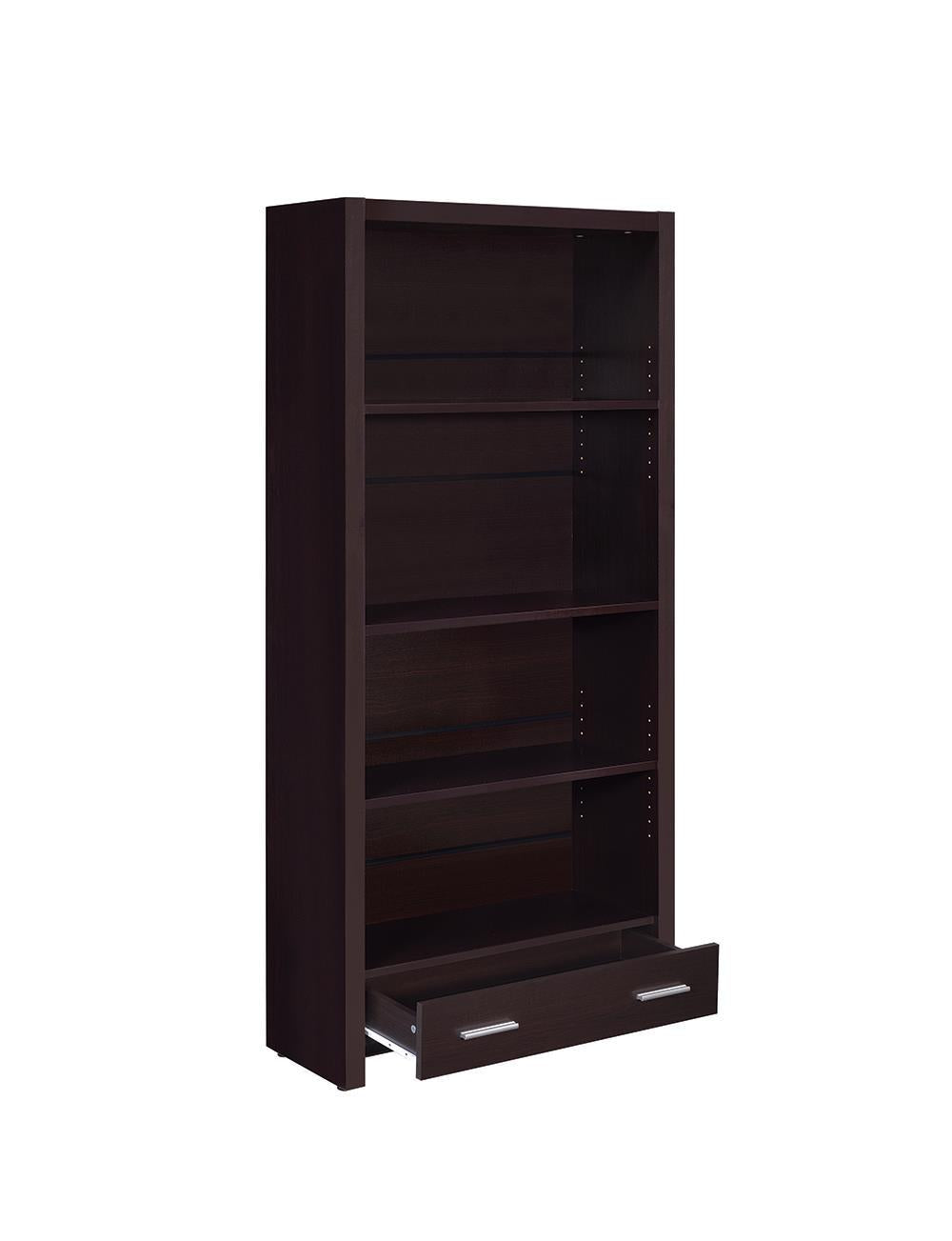 Skylar 5-Shelf Bookcase With Storage Drawer Cappuccino