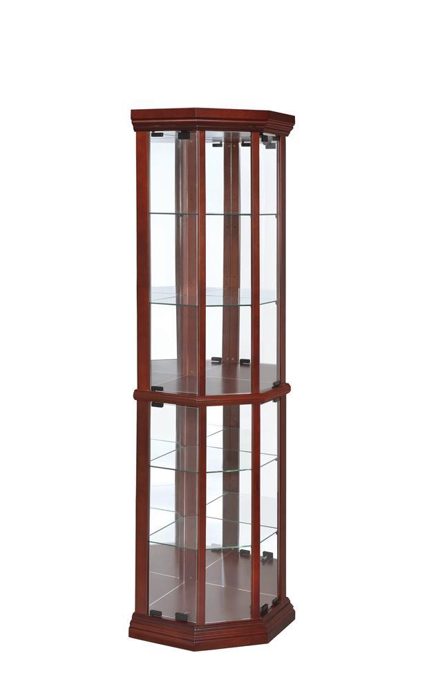 Appledale 6-Shelf Corner Curio Cabinet Medium Brown