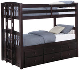 Kensington Twin Over Twin Bunk Bed With Trundle Cappuccino