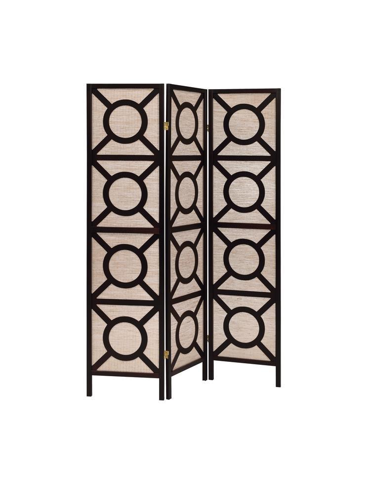 Vulcan 3-Panel Geometric Folding Screen Tan And Cappuccino