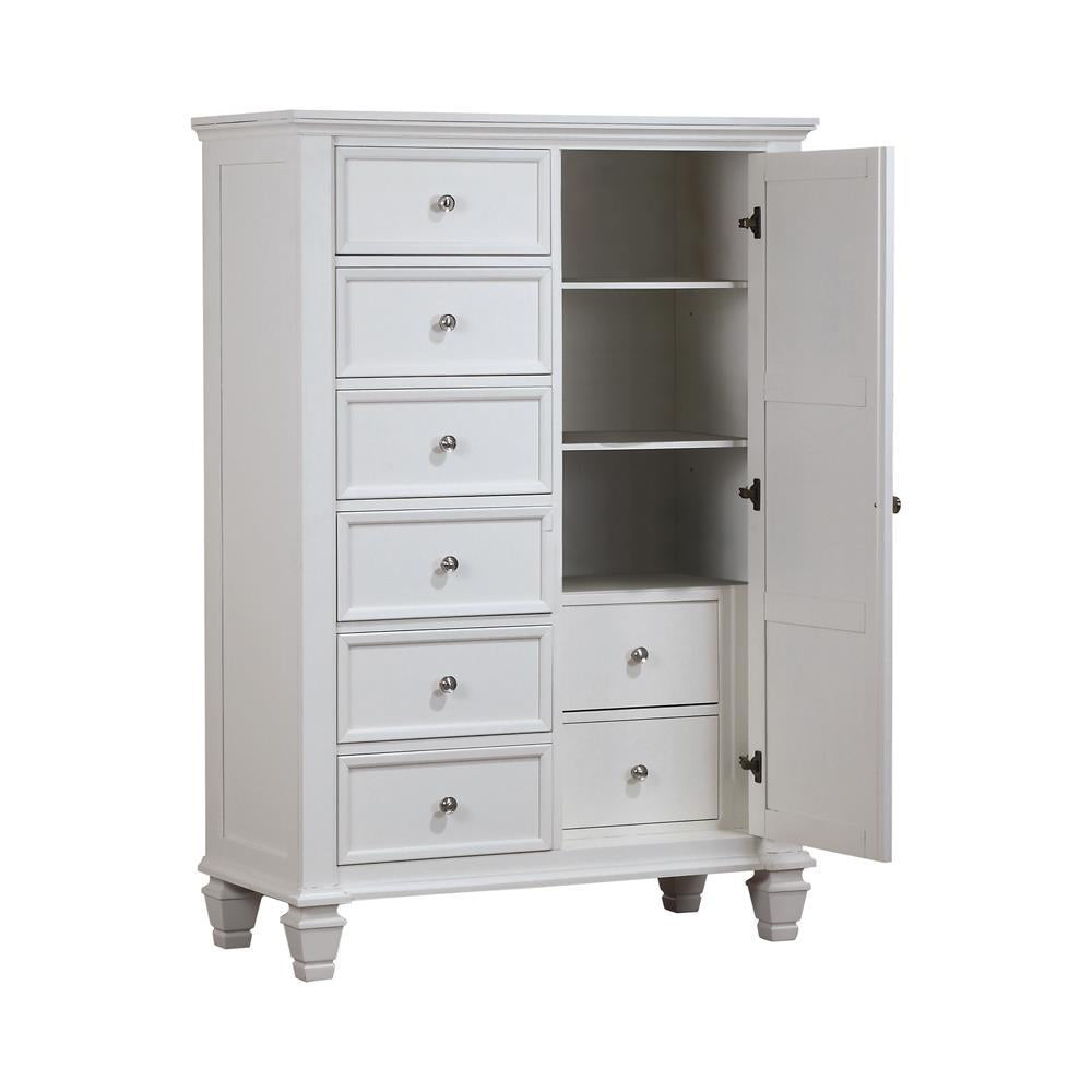 Sandy Beach 8-Drawer Door Chest Storage Cream White