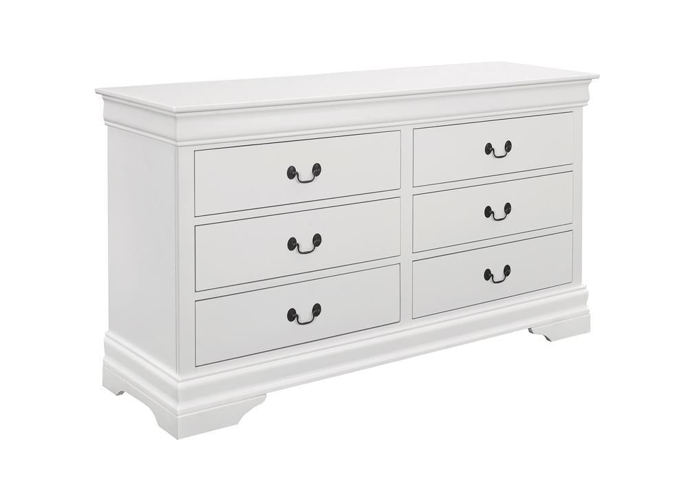 Louis Philippe 6-Drawer Dresser White