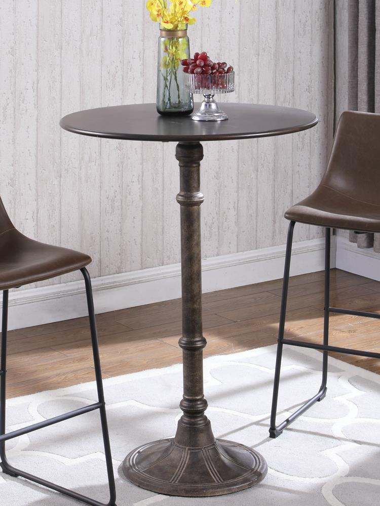 Oswego Round Bar Table Dark Russet And Antique Bronze