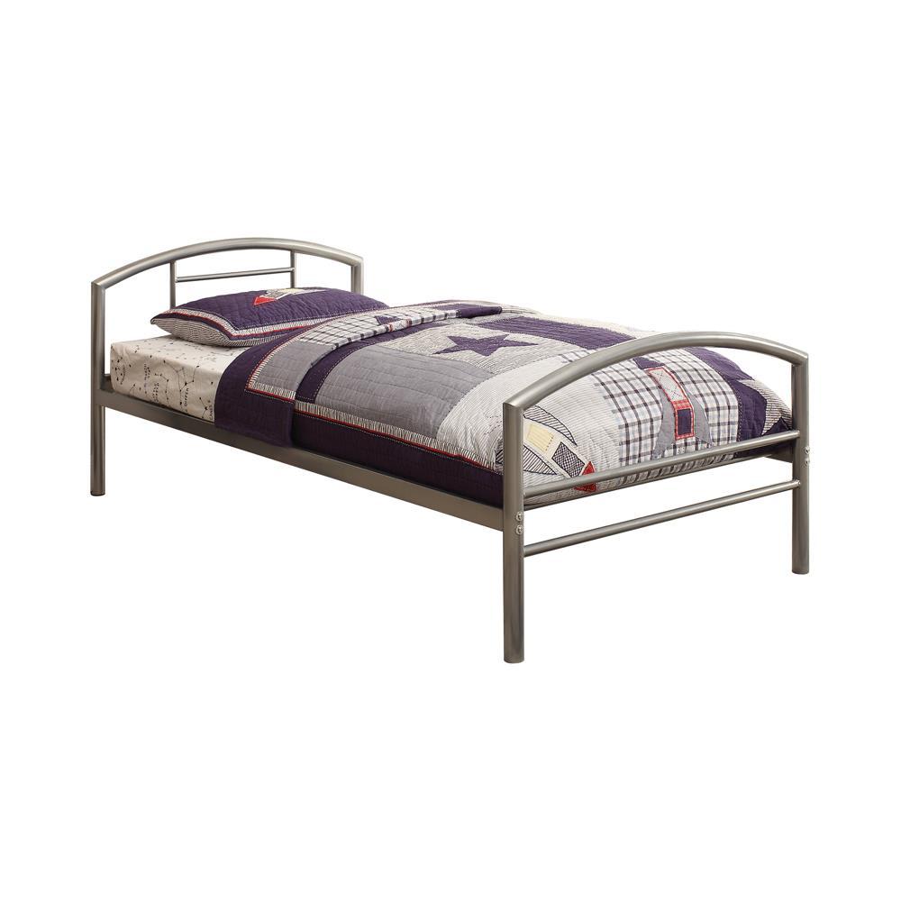 Baines Twin Metal Bed With Arched Headboard Silver