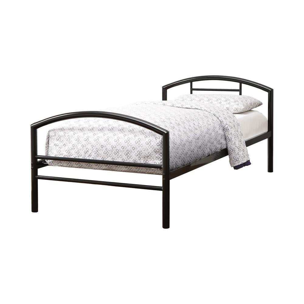 Baines Twin Metal Bed With Arched Headboard Black