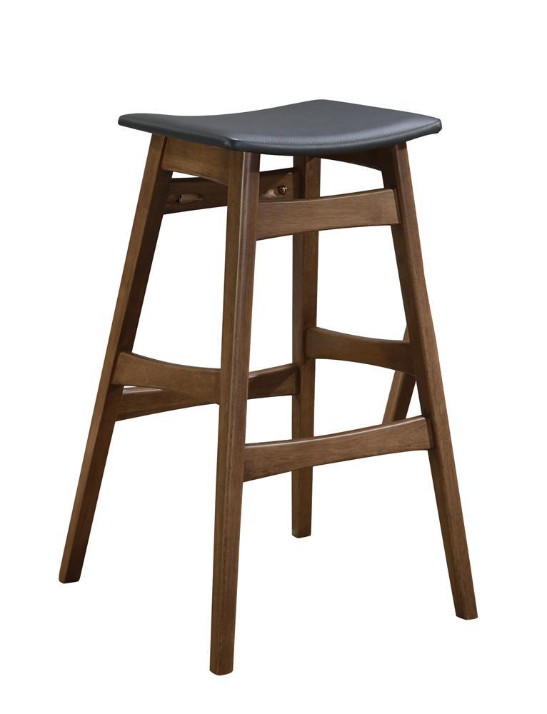 Finnick Tapered Legs Bar Stools Dark Grey And Walnut (Set Of 2)