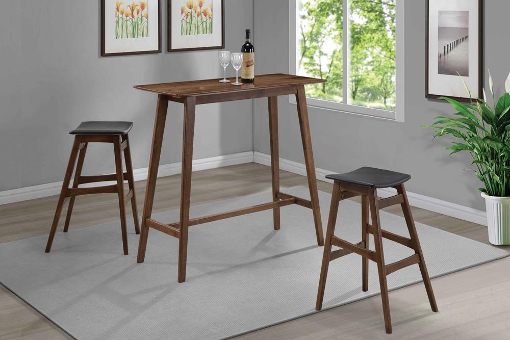 Finnick Tapered Legs Bar Stools Dark Grey And Walnut (Set Of 2)