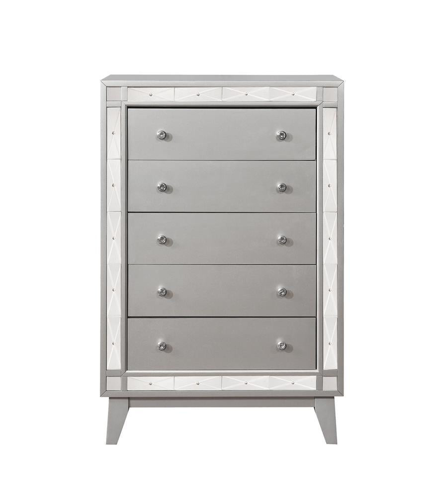 Leighton 5-Drawer Chest Metallic Mercury