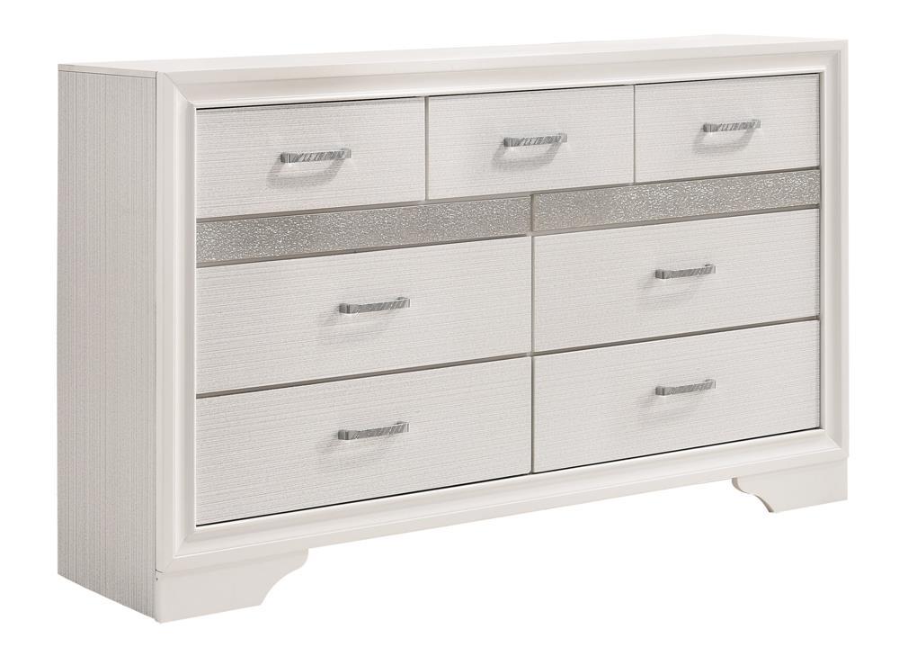 Miranda 7-Drawer Dresser White And Rhinestone