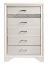 Miranda 5-Drawer Chest White And Rhinestone