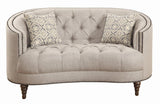 Avonlea Sloped Arm Upholstered Loveseat Trim Grey