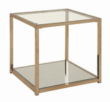 Cora End Table With Mirror Shelf Chocolate Chrome