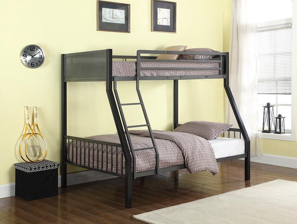 Meyers Twin Over Full Metal Bunk Bed Black And Gunmetal