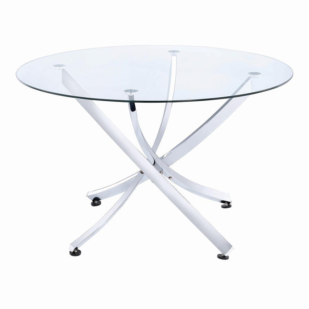 Beckham Round Dining Table Chrome And Clear