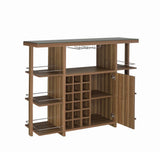 Evelio Bar Unit With Wine Bottle Storage Walnut