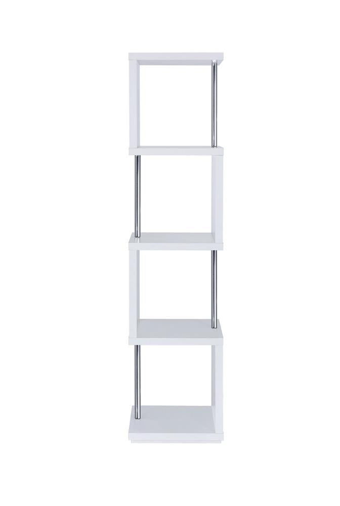 Baxter 4-Shelf Bookcase White And Chrome