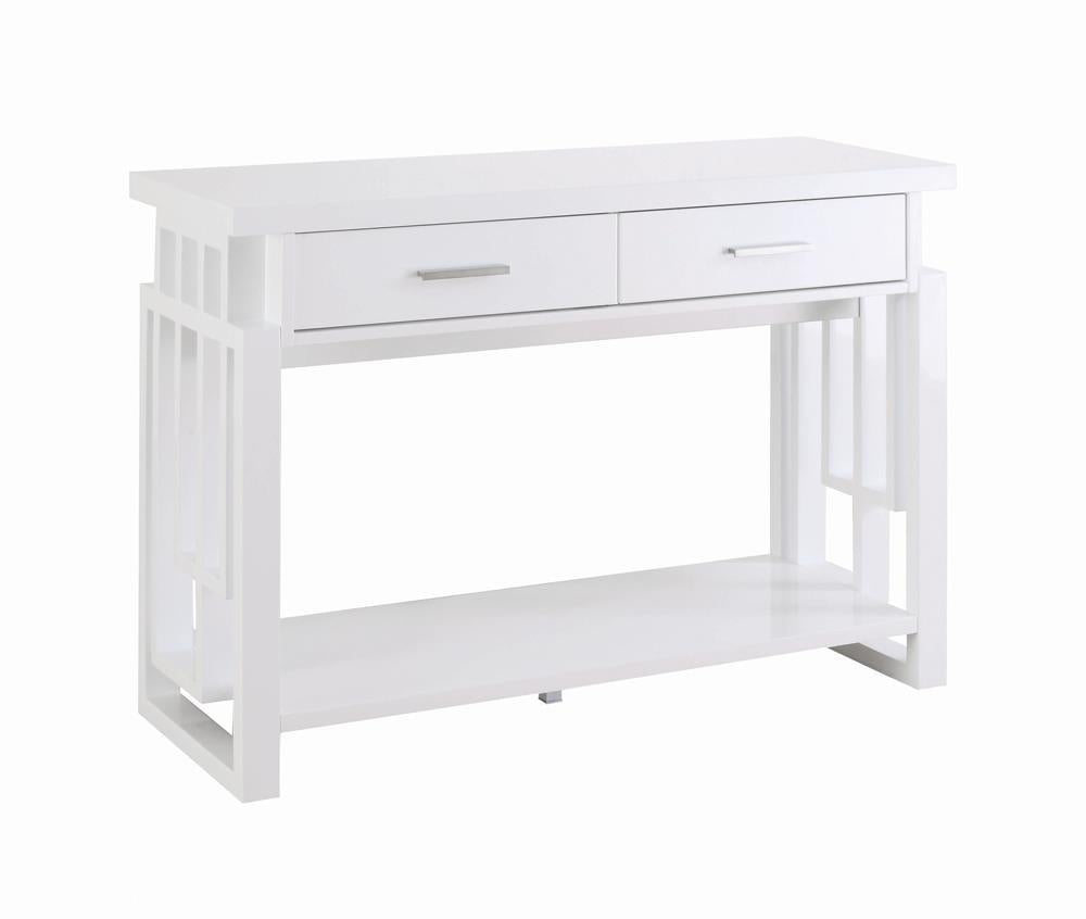 Schmitt Rectangular 2-Drawer Sofa Table High Glossy White