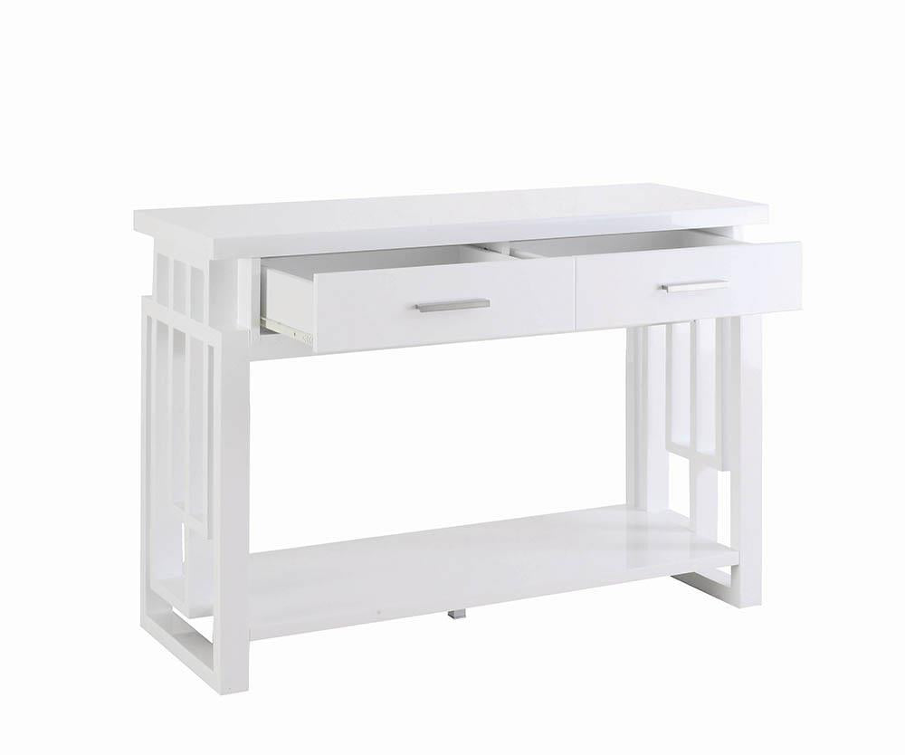 Schmitt Rectangular 2-Drawer Sofa Table High Glossy White