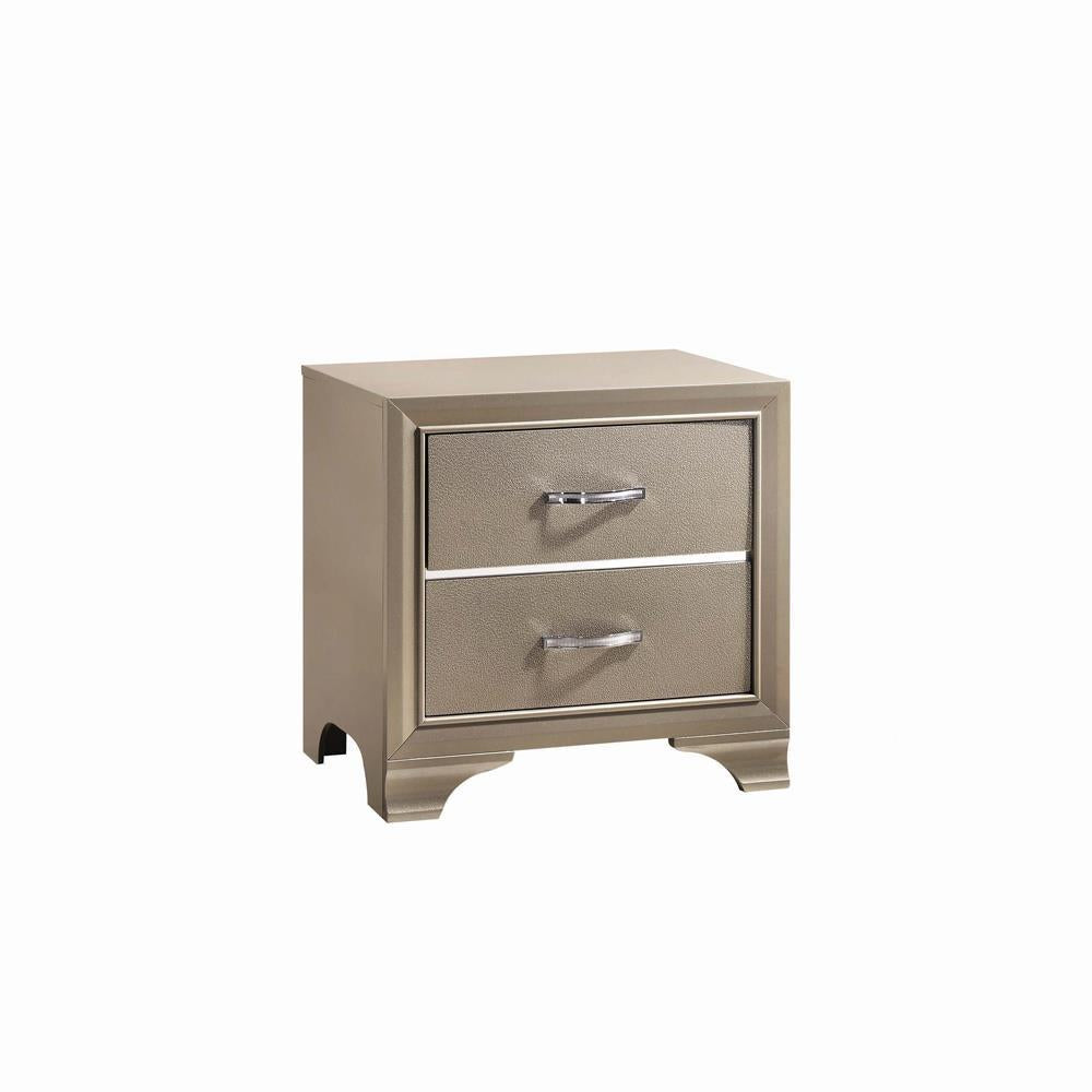 Beaumont 2-Drawer Rectangular Nightstand Champagne