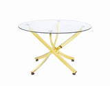 Beckham Round Dining Table Brass And Clear