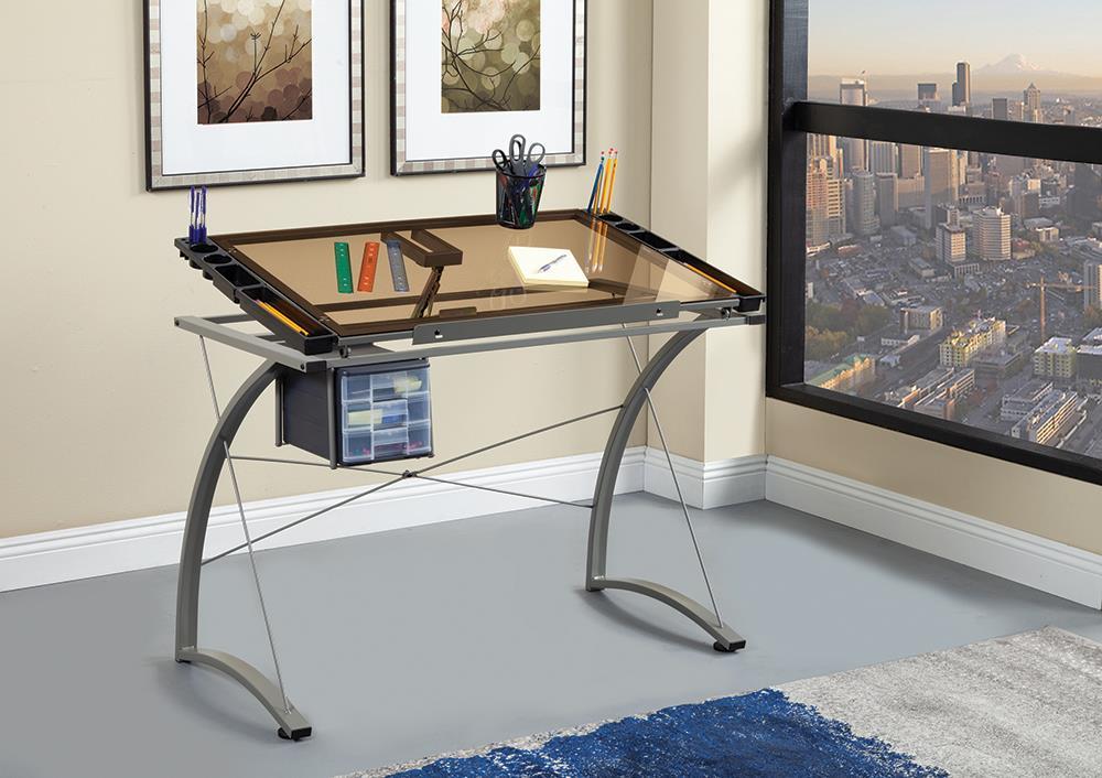 Melo 3-Drawer Drafting Desk Champagne