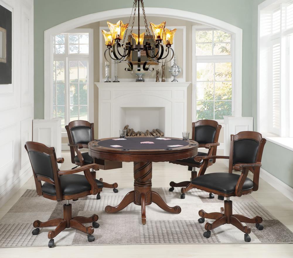 Turk 3-In-1 Round Pedestal Game Table Tobacco